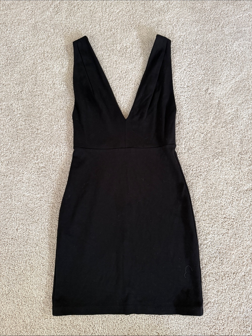 Black Deep V Mini Dress